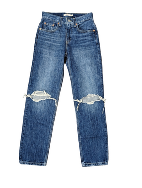 Levi's Women's Jeans Low Pro Straight Size 24 Ripped Knees